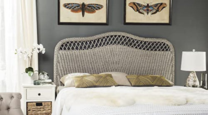 SAFAVIEH Furniture - Sephina Rattan Queen Headboard - Antique & Grey - Rattan - Coastal Woven Design - Ideal for Bedroom (SEA8033D-Q)