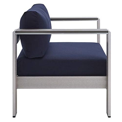 Shore Aluminum 4 Piece Outdoor Patio Furniture Set | Sturdy Anodized Frames | Sunbrella Cushions | Ideal for Casual Gatherings