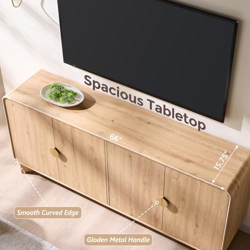 Modern Buffet Cabinet with Storage, 70" Sideboard Cabinet,Natural Oak, view 5