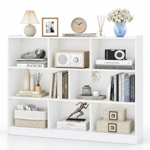8-Cube Bookcase, Wood 3 Tier Open Storage Bookshelf, view 2