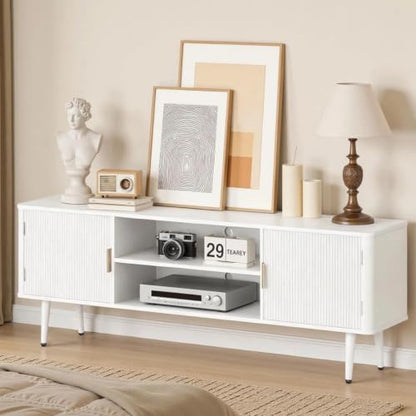 TV Stand for TVs up to 60'', TV Console with Fluted Door Cabinets, view 3