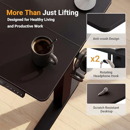 Electric Standing Desk, 32x19 Inch, Black, view 8