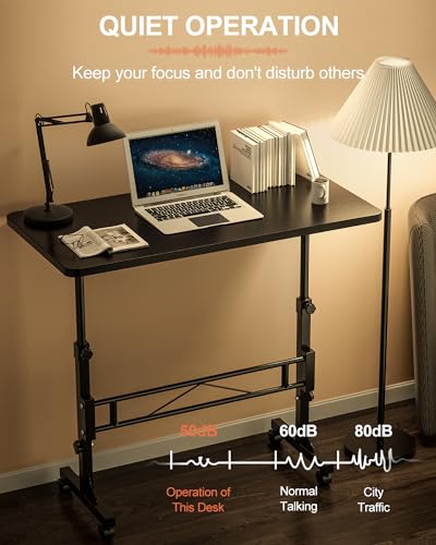 Small Standing Desk Adjustable Height, Mobile Stand Up Desk with Wheels, view 6