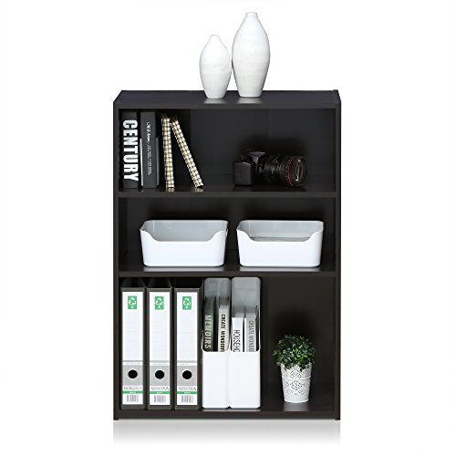 WRIGHT Book Shelf, 3-Tier Modern Bookshelf, Bookcase with Closed Back, 11.6" x 24.5" x 35.3", for Living Room, Bedroom, Home Office, Cinnamon Cherry