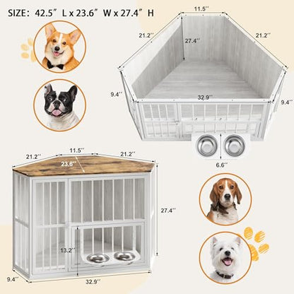 Corner Dog Cage Cabinet, Iron Frame, Pet Kennel Cabinet, view 3