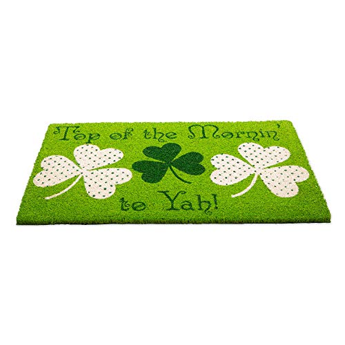 Indoor/Outdoor Natural Coir Fiber Spring/Summer Doormat, 17x29, Top of The Mornin' to Yah!