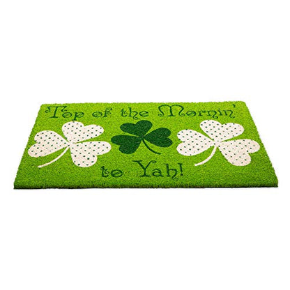Indoor/Outdoor Natural Coir Fiber Spring/Summer Doormat, 17x29, Top of The Mornin' to Yah!