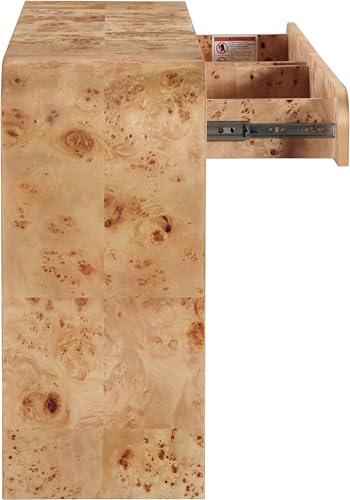 Meridian Furniture 269-S Cresthill Collection Mid-Century Modern Console Table with Ash Burl Wood, Natural Ash Finish, Curved Art Deco Design, 54" W x 14" D x 30" H, Natural