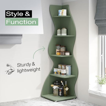 Corner Shelf, Modern 5-Tier Wall Corner Bookshelf, view 8