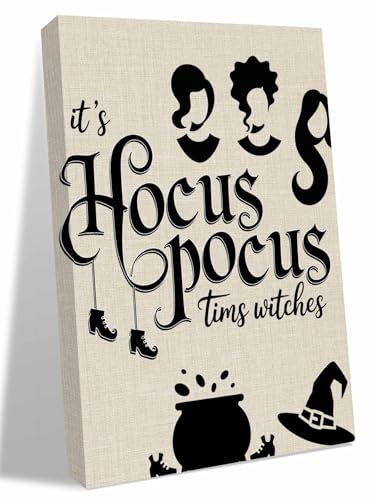 NuYeBiofx Halloween Witches Hat on Burlap Canvas Wall Art Prints,30"x20" Framed Picture Artwork Shoes Farm Black Quote Printed Canvas Oil Painting for Living Room Bedroom Office,Ready to Hang