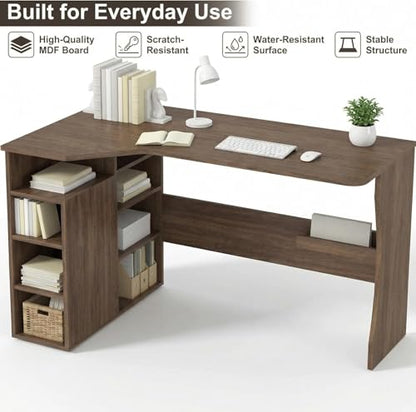 L Shaped Desk with Storage Shelves, Small Corner Desk for Small Spaces, view 7