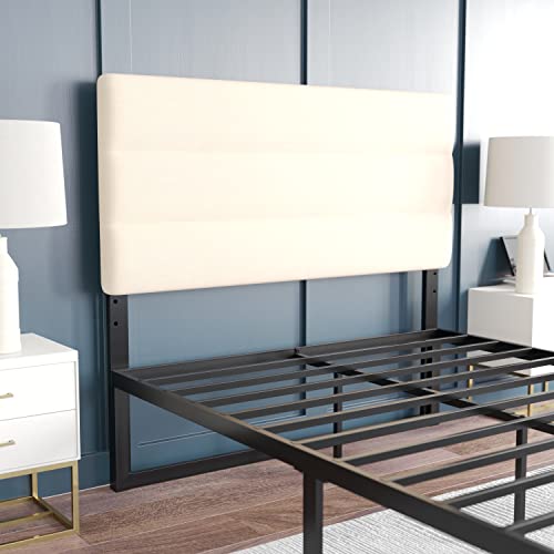 Gannon Full Headboard - Cream Fabric Upholstery - Adjustable Height - Assembly in 30 Minutes or Less - Suitable for Most Bed Frames (Not Included)