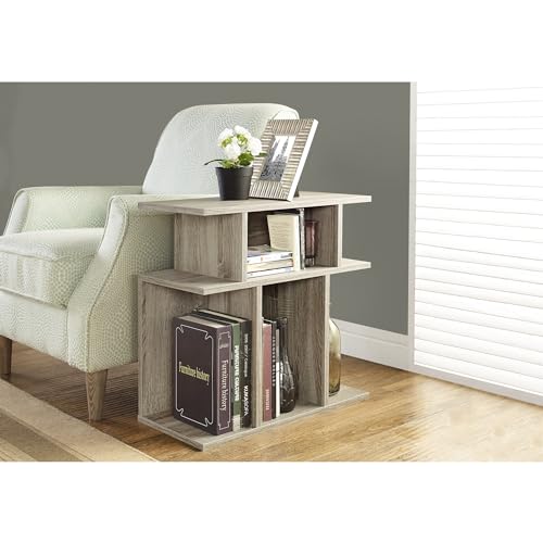 Monarch Specialties, Accent Side Table, Dark Taupe Reclaimed-Look, 24H"