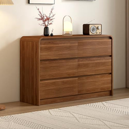 Dresser for Bedroom, 55 Inch 6 Drawer Wooden Chest of Drawers, view 3