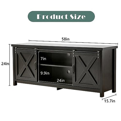 Farmhouse TV Stand with Sliding Barn Doors, view 3