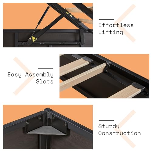 King Lift Up Storage Bed Frame, Dark Oak, view 5