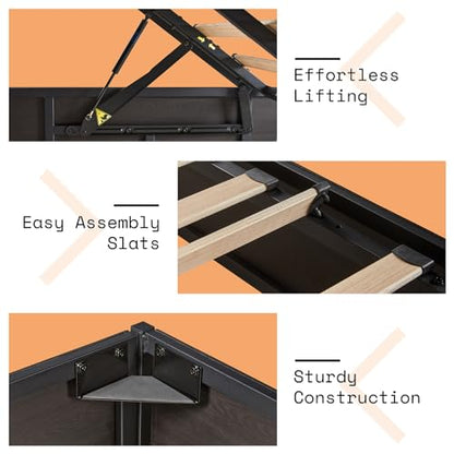 King Lift Up Storage Bed Frame, Dark Oak, view 5
