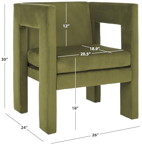 SAFAVIEH Home Collection Vidar Modern Olive Green Velvet Accent Chair
