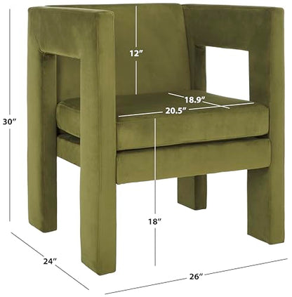 SAFAVIEH Home Collection Vidar Modern Olive Green Velvet Accent Chair