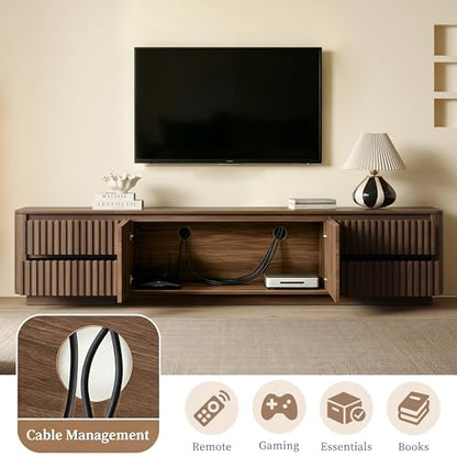 86.61" Mid Century Modern TV Stand for TVs up to 85"(Walnut), view 5