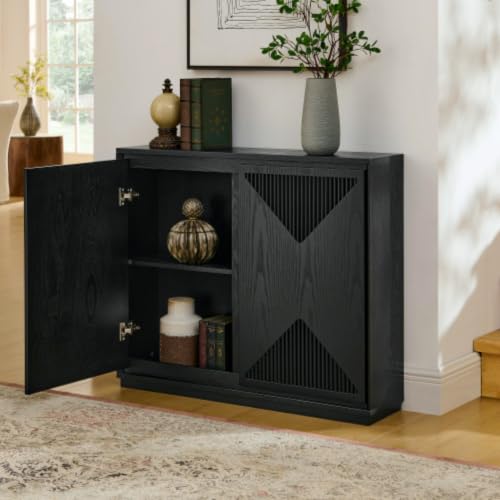 Narrow Sideboard Buffet Storage Cabinet with Solid Wood Doors, view 5