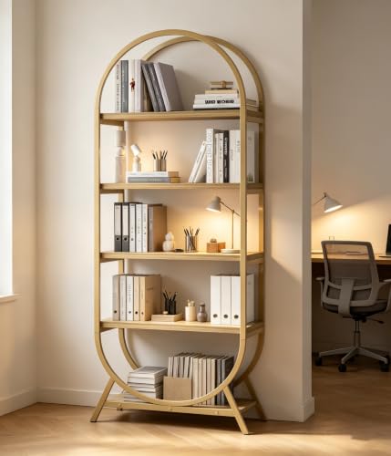 Arched Bookshelf, 5-Tier Tall Wide Open Bookshelf, view 2
