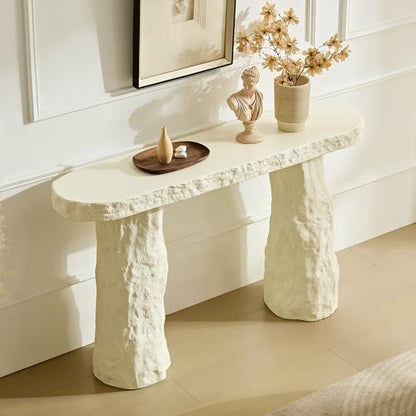53.94 inch Modern Design Console Table,Imitation Stone Table,Fiberglass Entryway Table with Irregular Legs for Living Room,Hallway