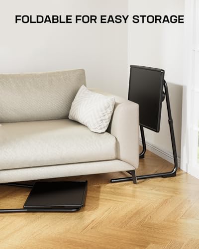 TV Tray - TV Table for Eating, Folding Table Trays with 6 Height & 3 Tilt Angle, TV Tray Table with Cup Holder, Dinner Tray for Eating or Working on Couch, Bed, Living Room, Home & Office