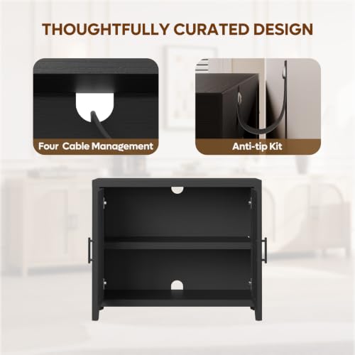 37" Modern Fluted Sideboard Buffet Cabinet with Storage, Black Oak, view 6