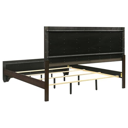 Coaster Home Furnishings Kauffman Transitional 4-Piece Bedroom Set Eastern King Size Panel Bed Frame 54-inch Headboard Dark Cocoa 204391KE-S4