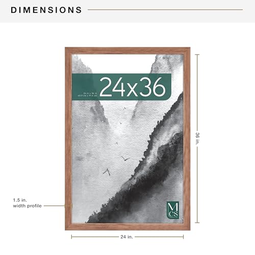 Museum Poster Frame 24x36 Medium Oak, Vertical & Horizontal Wall Hanging Large Picture Frame for Photos, Posters & Art Prints (1-Pack)