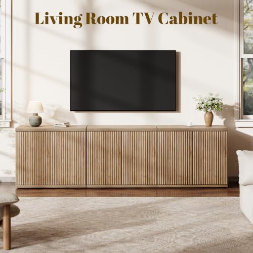 61.8" TV Stand for Living Room,Fluted Media Console Fits 55–65 Inch TVs, view 5