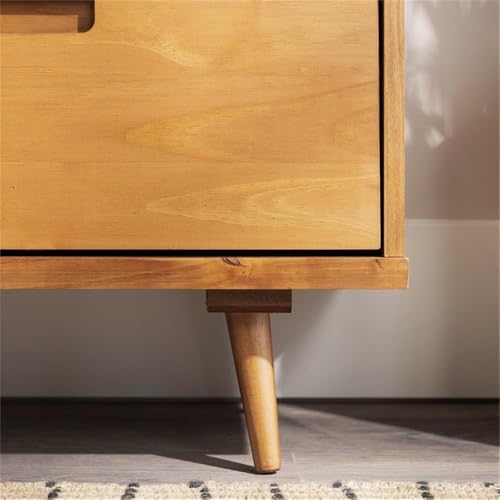 Millie Mid Century Modern 3 Drawer Solid Wood Low TV Stand for TVs up to 80 Inches 70 Inch Caramel