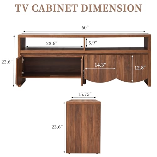 Farmhouse 60” TV Stand for Television up to 70 Inch, view 3