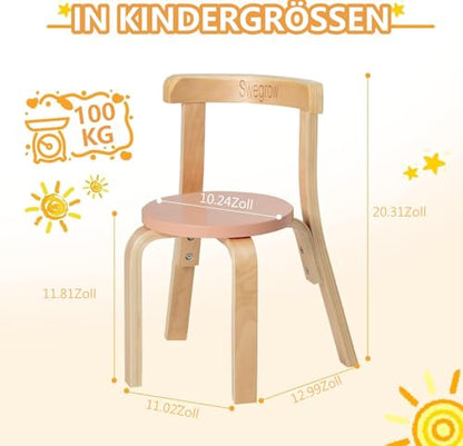Swegrow Wooden Kids Chair, Toddler Chair for Table, Kids Stackable Chairs, Kid Wooden Furniture for Family/Playroom/Classroom（Set of 2-Color）