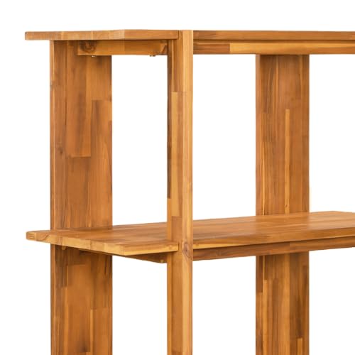 4 Shelf Narrow Teak Bookcase H-70 L-33 Acacia Wood Open Bookshelf, view 7