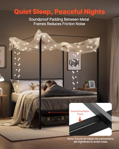 Canopy Bed Frame Full Size, Metal Canopy Bed with Four Posters Design, view 6