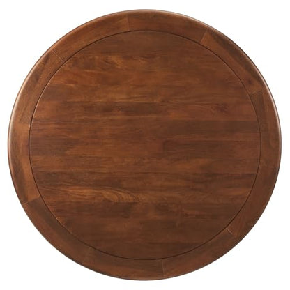 Lippa 48Inch Round Dining Table Pedestal Base Solid Wood Black Walnut Finish Modern Kitchen Room Entertaining Home Furniture Quality Stylish Elegant Durable Refined