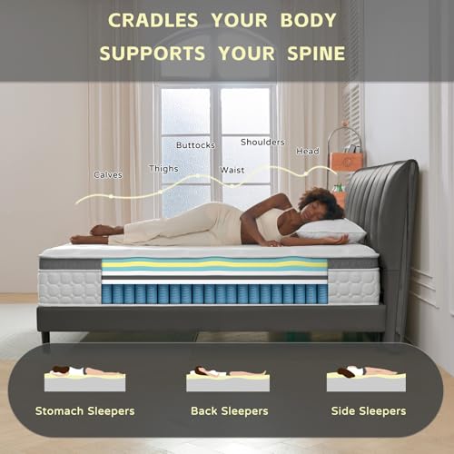 Queen Mattress, 12 Inch Hybrid Queen Size Mattress - Memory Foam & Individually Pocket Coils Springs | Pressure Relief | Motion Isolation, Edge Support | CertiPUR-US Certified | Medium Firm
