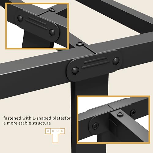 Full Metal Bed Frame with Victorian Headboard & Footboard, Black, view 6