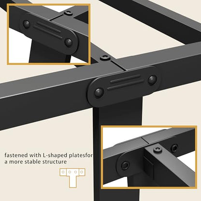 Full Metal Bed Frame with Victorian Headboard & Footboard, Black, view 6