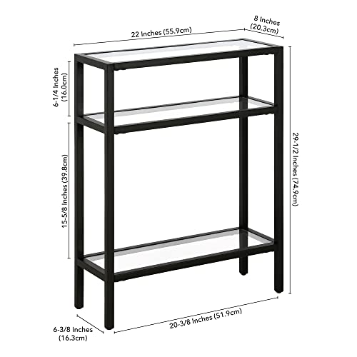22" Wide Rectangular Console Table in Blackened Bronze, Entryway Table, Accent Table for Living Room, Hallway | Industrial-style console table with open shelving and durable metal frame for living rooms, entryways, or offices