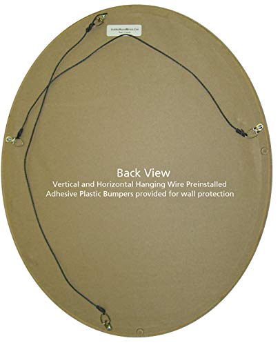 Oval Wooden Beveled Wall Mirror for Home Decor, Bathroom, Vanity, Bedroom, Living Room, Hallway - Mocha - 20x26 Outside Dimensions