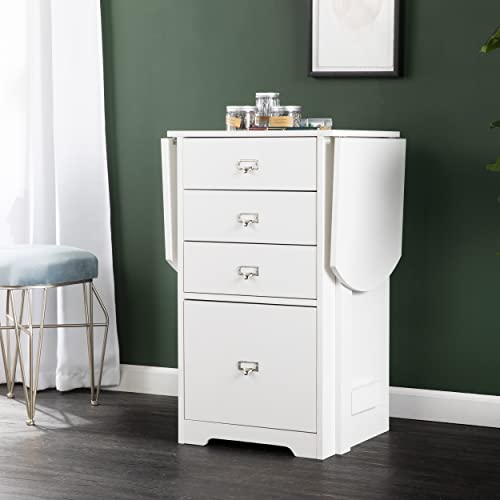 Drop-Leaf Desk w/Storage, White
