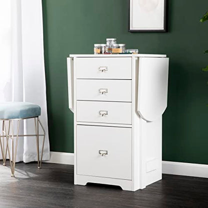 Drop-Leaf Desk w/Storage, White