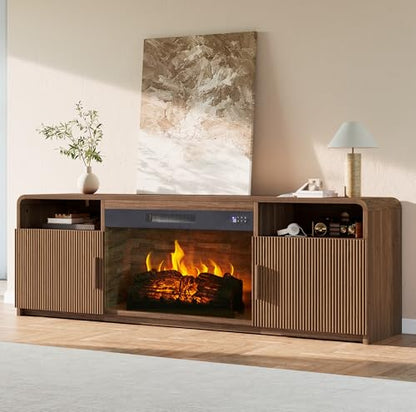 70" Fluted Fireplace TV Stand with 30" Electric Fireplace, view 2