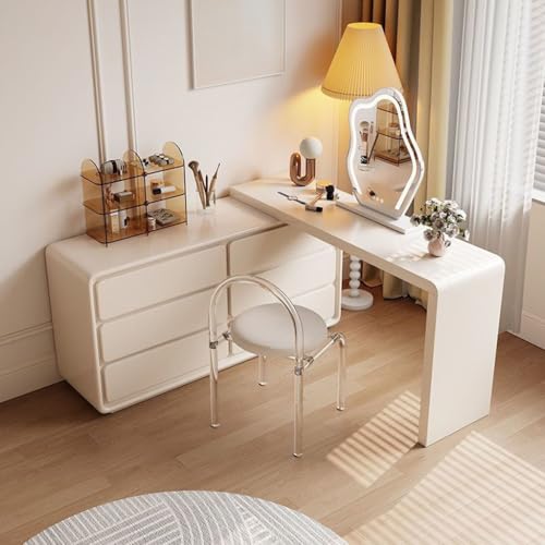 Vanities for Makeup Cream Style Solid Wood Dressing Table, Bedroom, Single Storage Cabinet