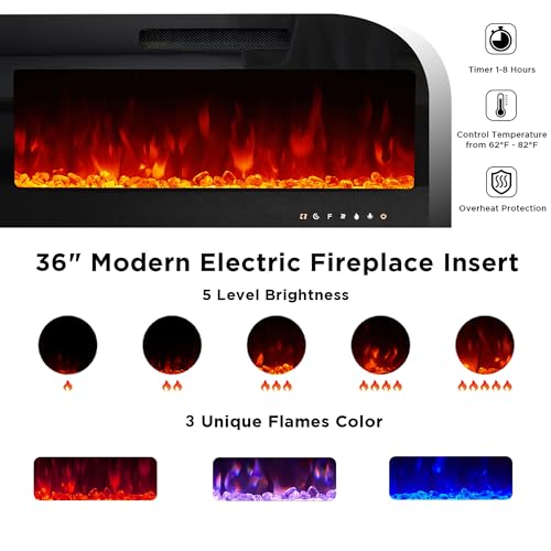70" Modern Fireplace TV Stand with 36" Electric Fireplace, view 5