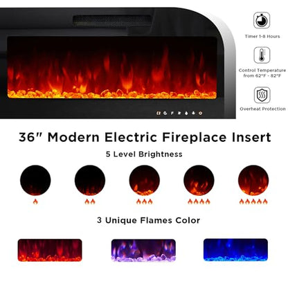 70" Modern Fireplace TV Stand with 36" Electric Fireplace, view 5