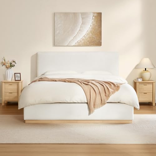 Upholstered Boucle Bed Frame Noise-Free Assembly, view 2